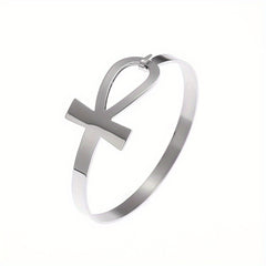 Stainless Steel Ancient Egypt Cross Bracelet Golden Silver Bangles