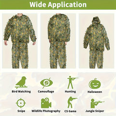 Lightweight Camo 3D Leafy Suit w/ Hood - Stay Hidden & Comfortable Outdoors