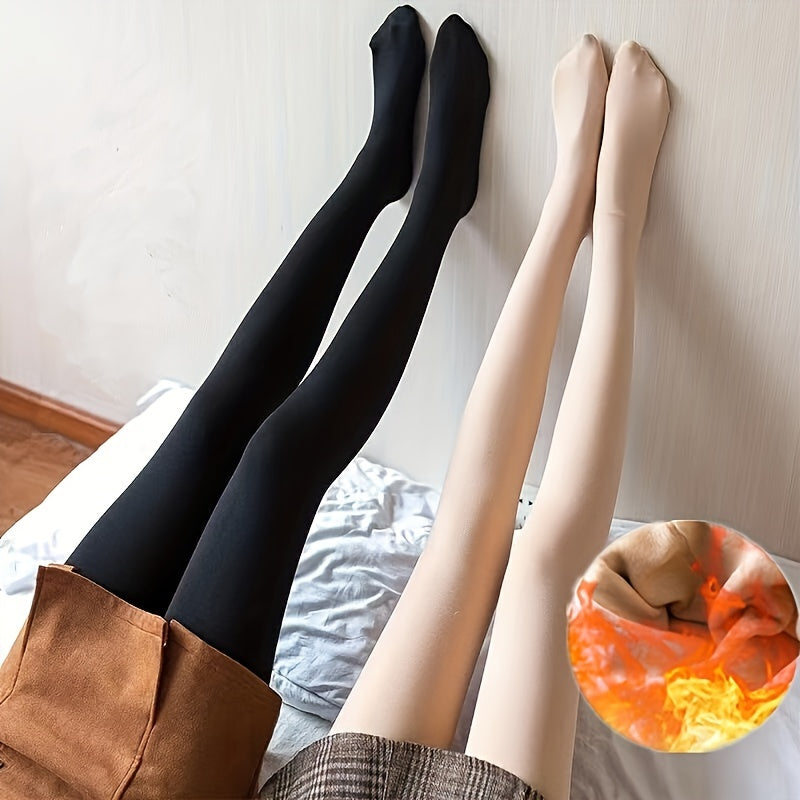 Plush Lined High Waist Footed Pantyhose Women's Stockings