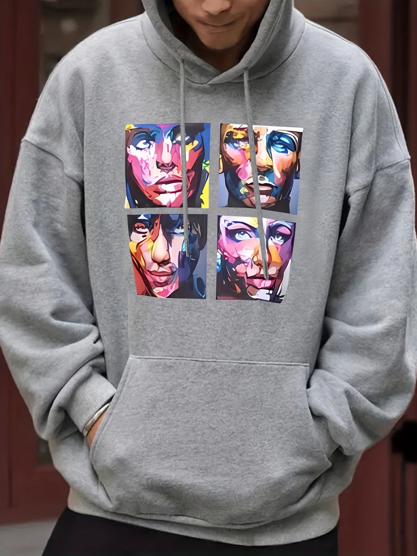 Faces Print Hoodie For Men