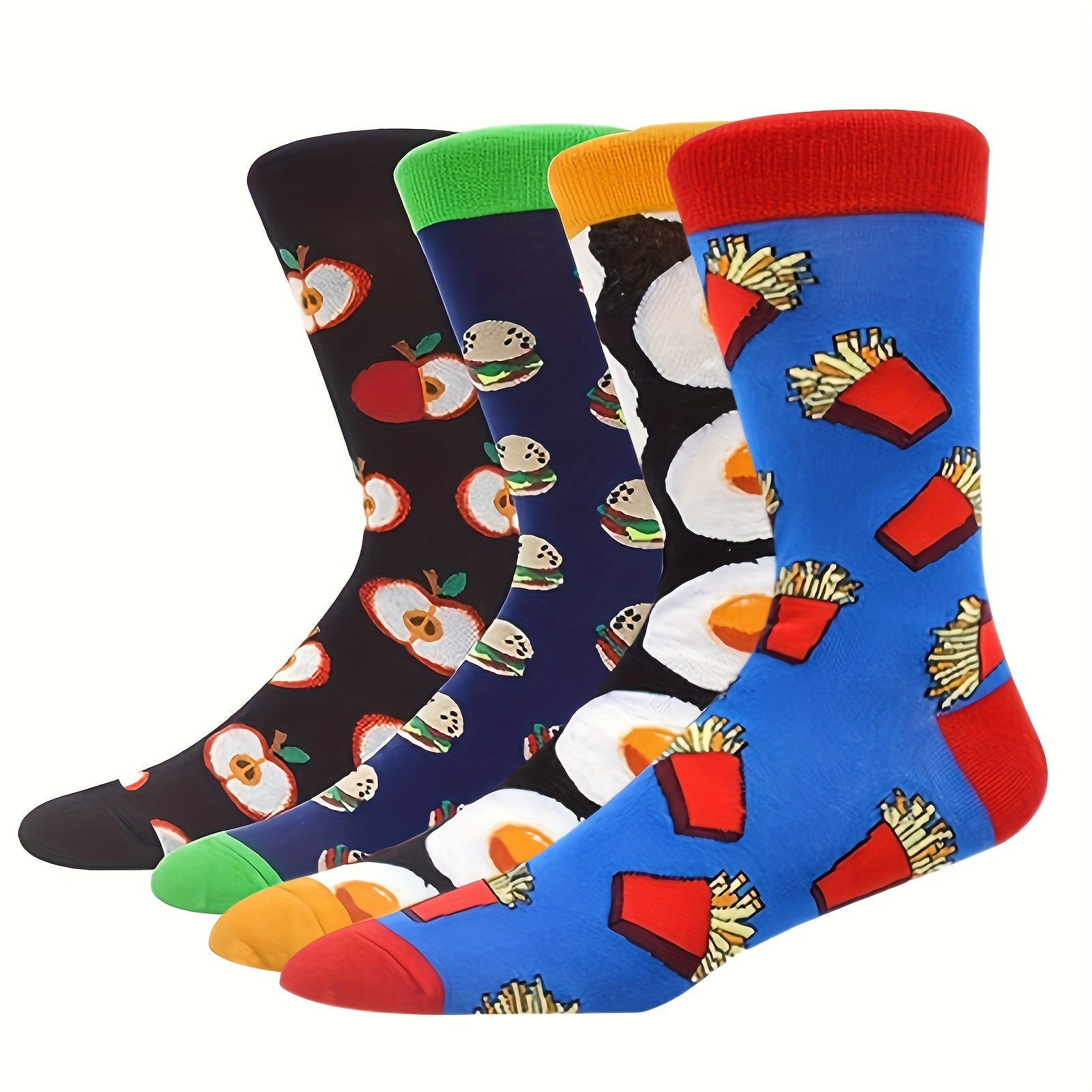 4 Pairs Funny Colorful Novelty Crew Socks for Men Women