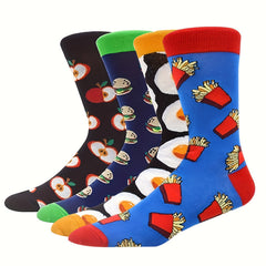 4 Pairs Funny Colorful Novelty Crew Socks for Men Women