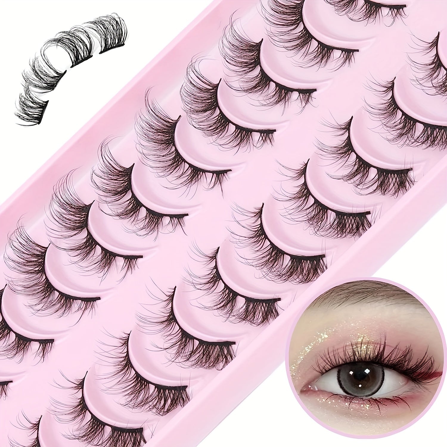 Natural Fox Eye Lashes Cluster Individual D Curling False Eyelashes Extensions