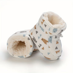 Baby Boys Cartoon Comfortable Boots Soft Warm Plus Fleece Boots Indoor Walking