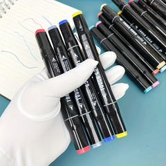 Professional Double Head Marker Pen Set with Cloth Bag