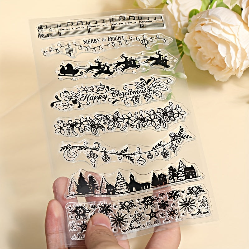 Christmas Collection Decorative Pattern Transparent Rubber Stamp