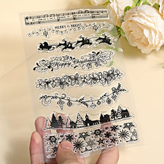 Christmas Collection Decorative Pattern Transparent Rubber Stamp