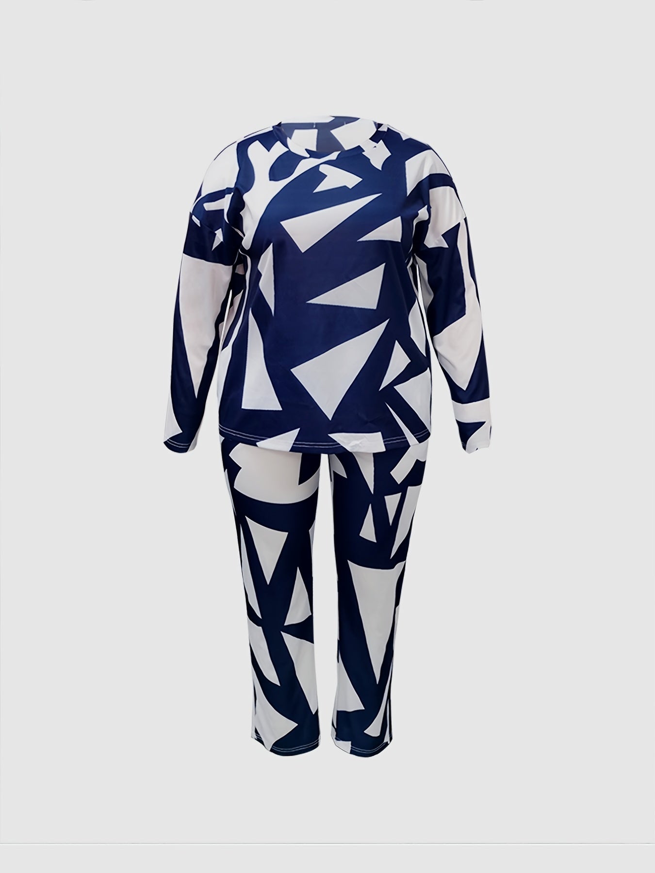 Geometric Print 2pcs Set Women's Plus