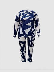Geometric Print 2pcs Set Women's Plus