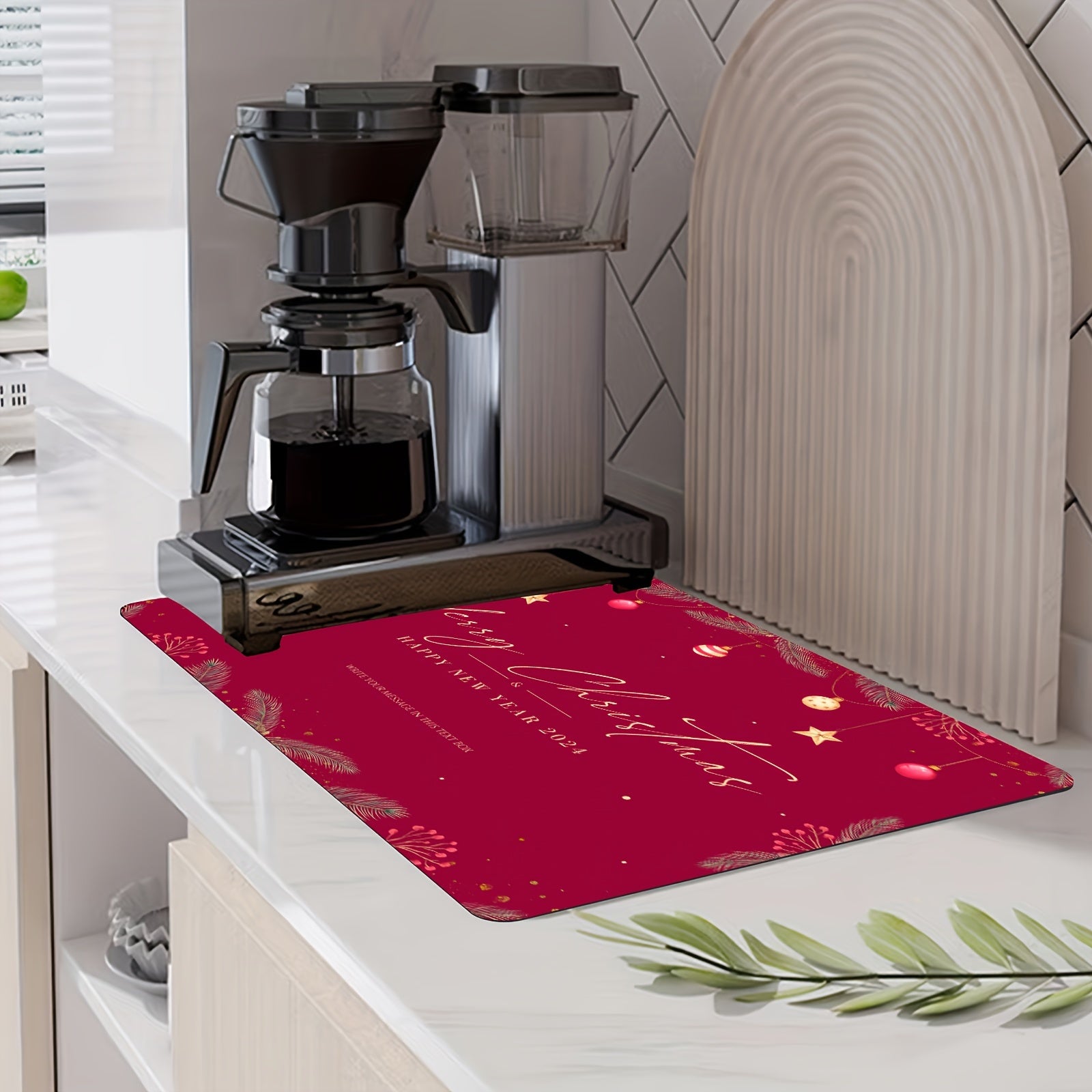 Christmas Themed Printed Drying Mat Soft Rubber Drainage Mat Non slip Absorbent