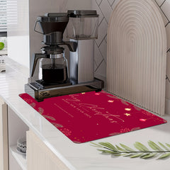 Christmas Themed Printed Drying Mat Soft Rubber Drainage Mat Non slip Absorbent