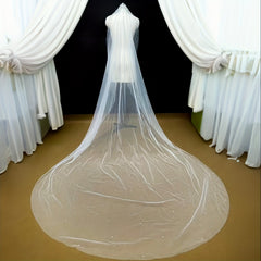 Bride Veil With Hair Comb Wedding Dress Artificial Pearl Trailing Veil