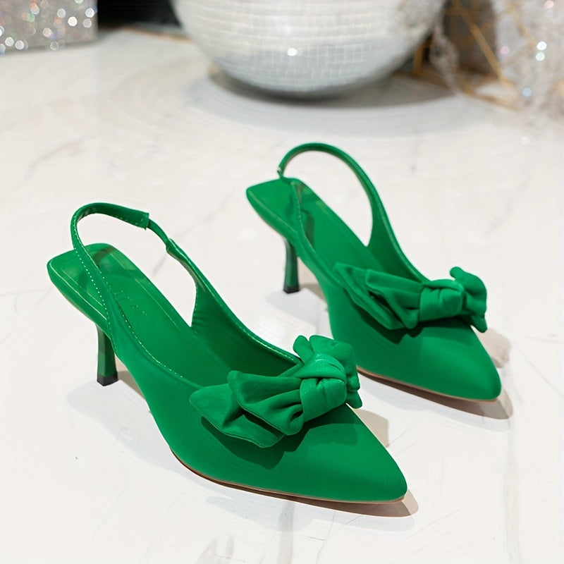 Bow Tie Stiletto Slingbacks Kitten Heels Sandals