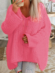 V Neck Long Sleeve Sweater Women's Oversized Pullover Jumper