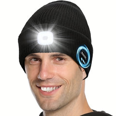 LED Light Knitted Music Cap with Headphone Speaker