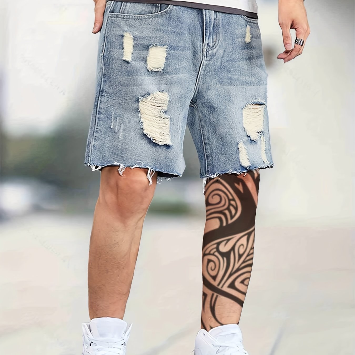 Men's Distressed Denim Shorts for Summer