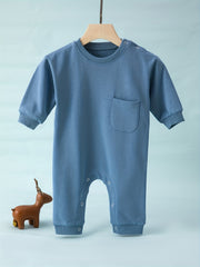 Baby Autumn Long Sleeve Pocket Jumpsuit Cotton Romper