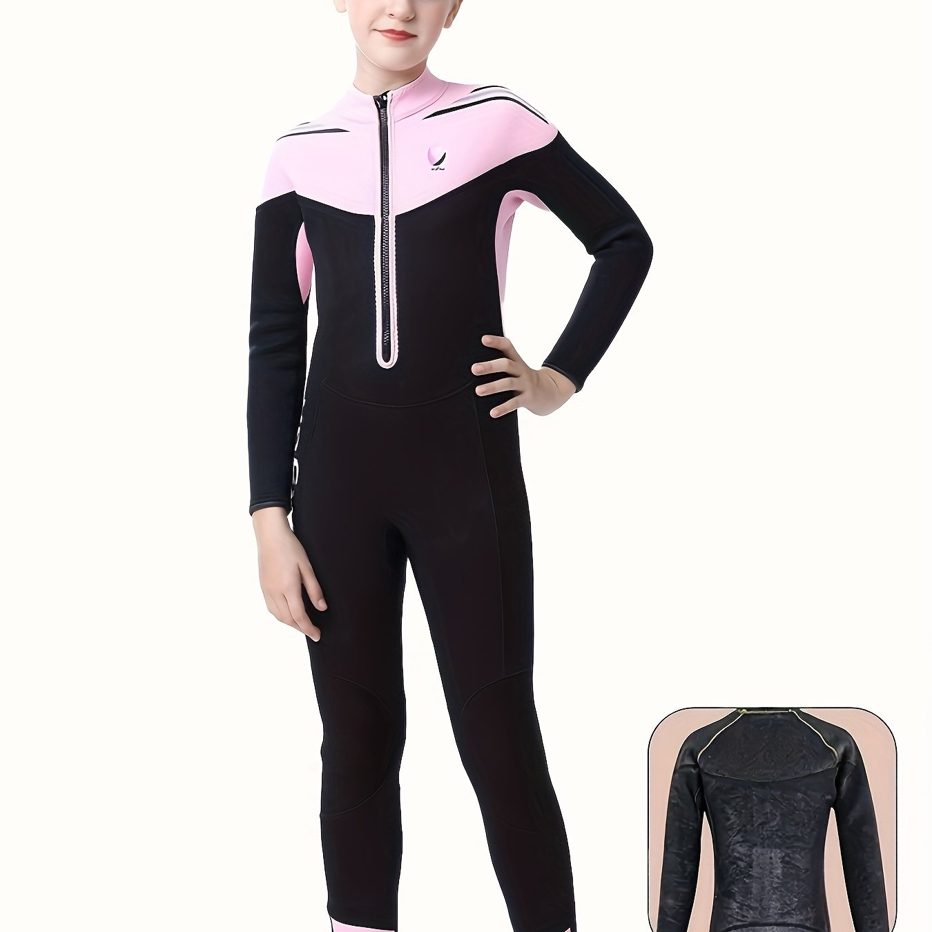Kids Warm Fleece Diving Suit 3.5mm Half Zip Long Sleeve for Swimming Surfing