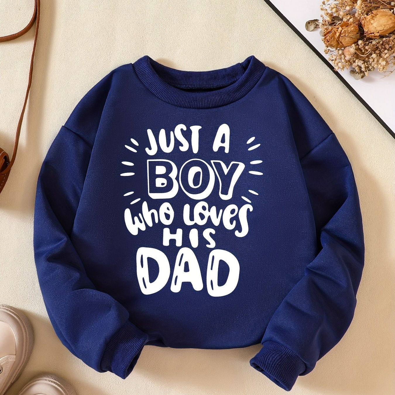 BOY LOVES DAD Letter Print Casual Sweatshirt