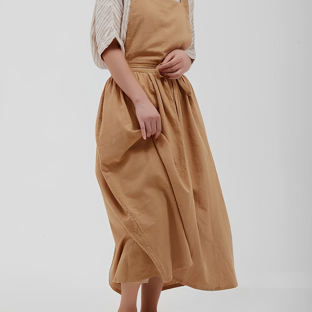 Waterproof Linen Apron with Pocket for Kitchen and Flower Shop