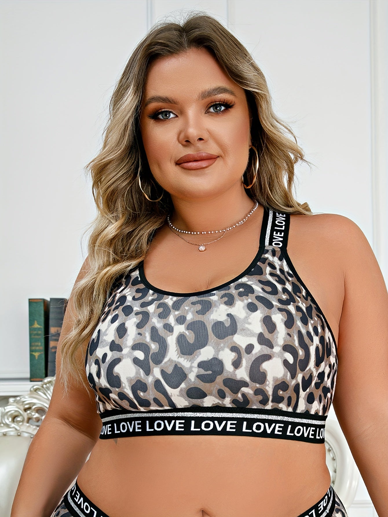 Leopard Print Criss Cross Sports Bra