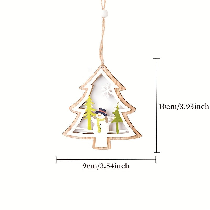 1pc Christmas Wooden Hollow Tree Pendant with Star Pendant