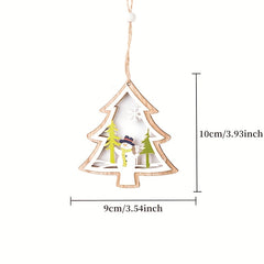 1pc Christmas Wooden Hollow Tree Pendant with Star Pendant