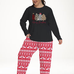 Xmas Pajama Set Women's Colorblock Graphic