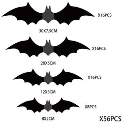 56pcs 3D Bat Sticker Halloween Party Decoration