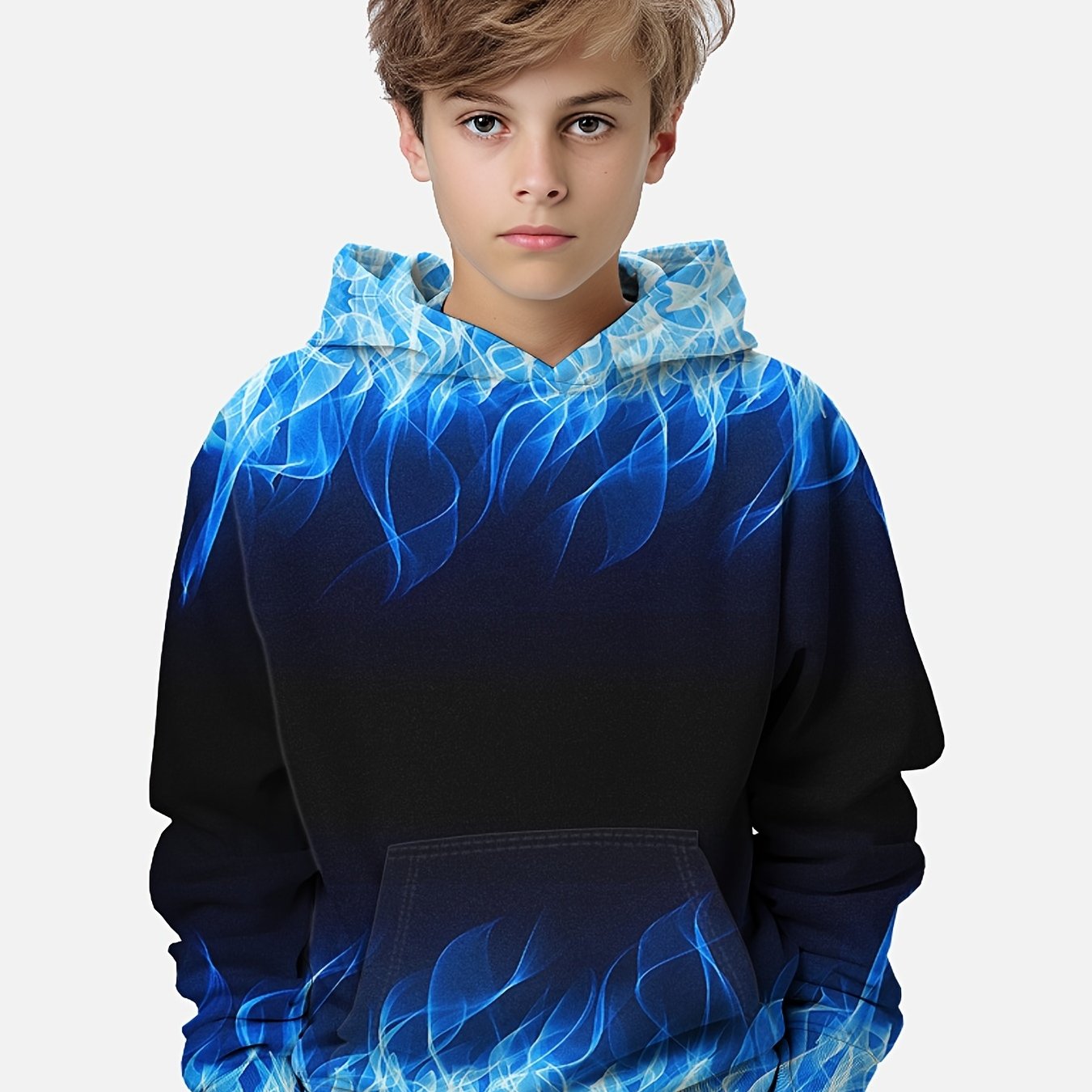 Boys 3D Print Flame Graphic Hoodie