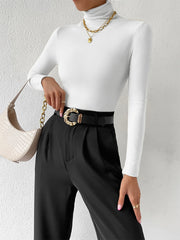 Solid Cowl Neck Sweater Long Sleeve Casual Women's Clothing