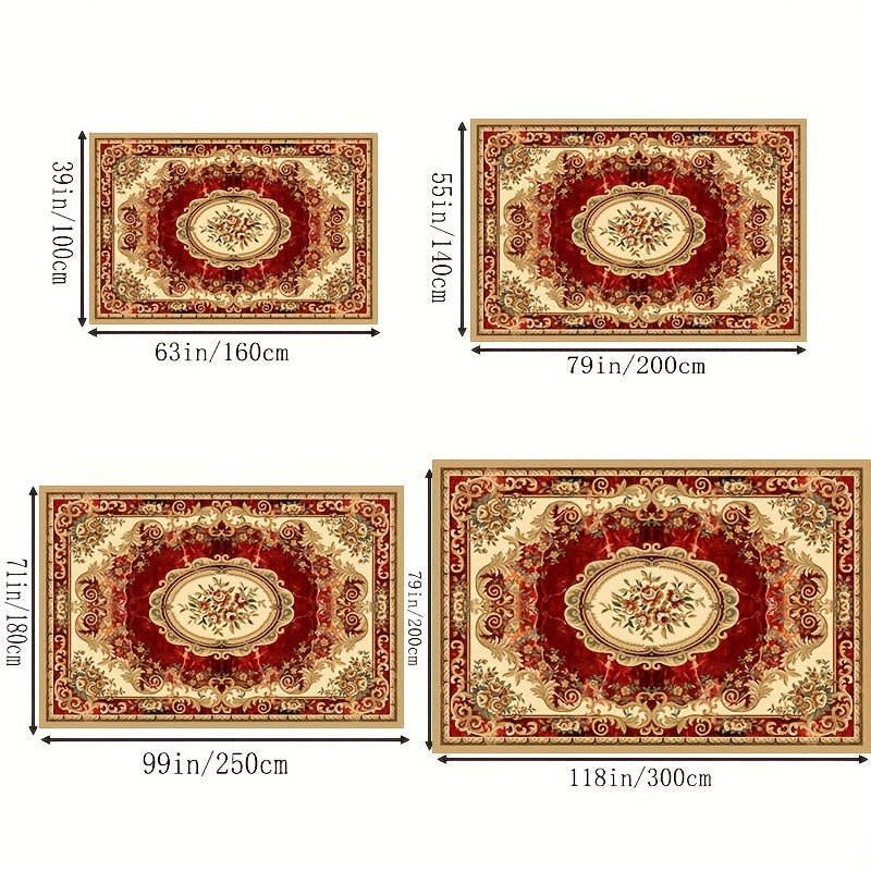 Boho Anti Fatigue Kitchen Rugs Red Vintage Absorbent Non Slip Mat