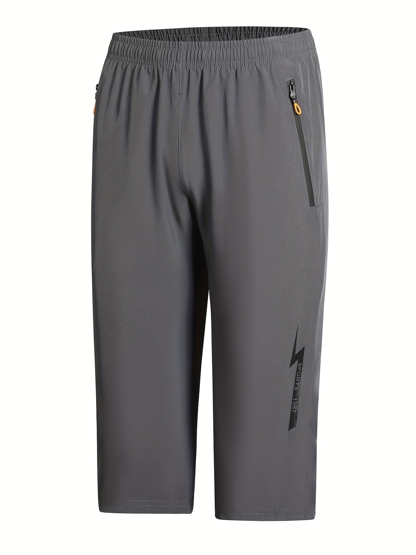 Men's Stretch Sports Shorts Quick Dry Zip Pockets Gym Training Pants