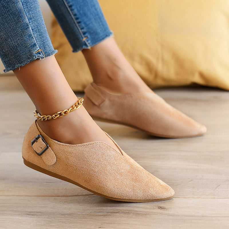 Women's Suede Loafers Soft Pointed Flats