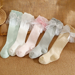 5 Pairs Girls Thin Mesh Breathable Lace Bowknot Socks for Summer