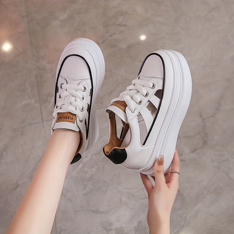 Women's Hidden Heel Chunky Sneaker Cutout Breathable Casual Walking Shoes