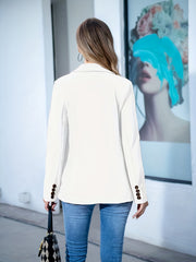 Solid Button Front Blazer Casual Long Sleeve Work Office Outerwear