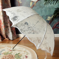 Wave Edge Retro Transparent Umbrella PVC Three Folding Arch