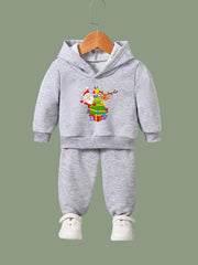 OERYUI Kids Santa & Christmas Tree Print Hoodies Pants Set