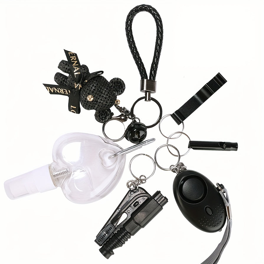 Women's Safety Keychain Set w/ Personal Alarm, Window Breaker, Accessories