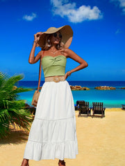 Boho Tiered Skirt Elastic Waist Casual Layered Skirt