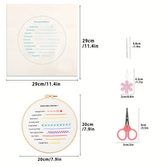 Embroidery Starter Kit Adults Embroidery Cloth Hoop Thread Needles Instruction