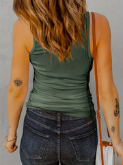 Women's Ribbed Sports Tank Top Sleeveless Round Neck Casual Shirts