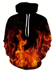 Men's 3D Flame Fist Hoodie Active Breathable Sweatshirt