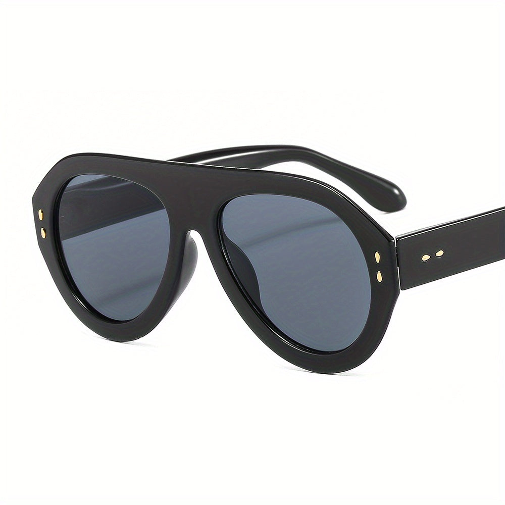 Oval Frame Aviator Sunglasses Gradient Lens UV400