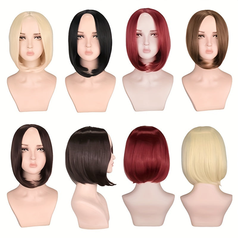 Multicolor Short Bob Straight Hair Wigs 30 48 Cm Shoulder Length
