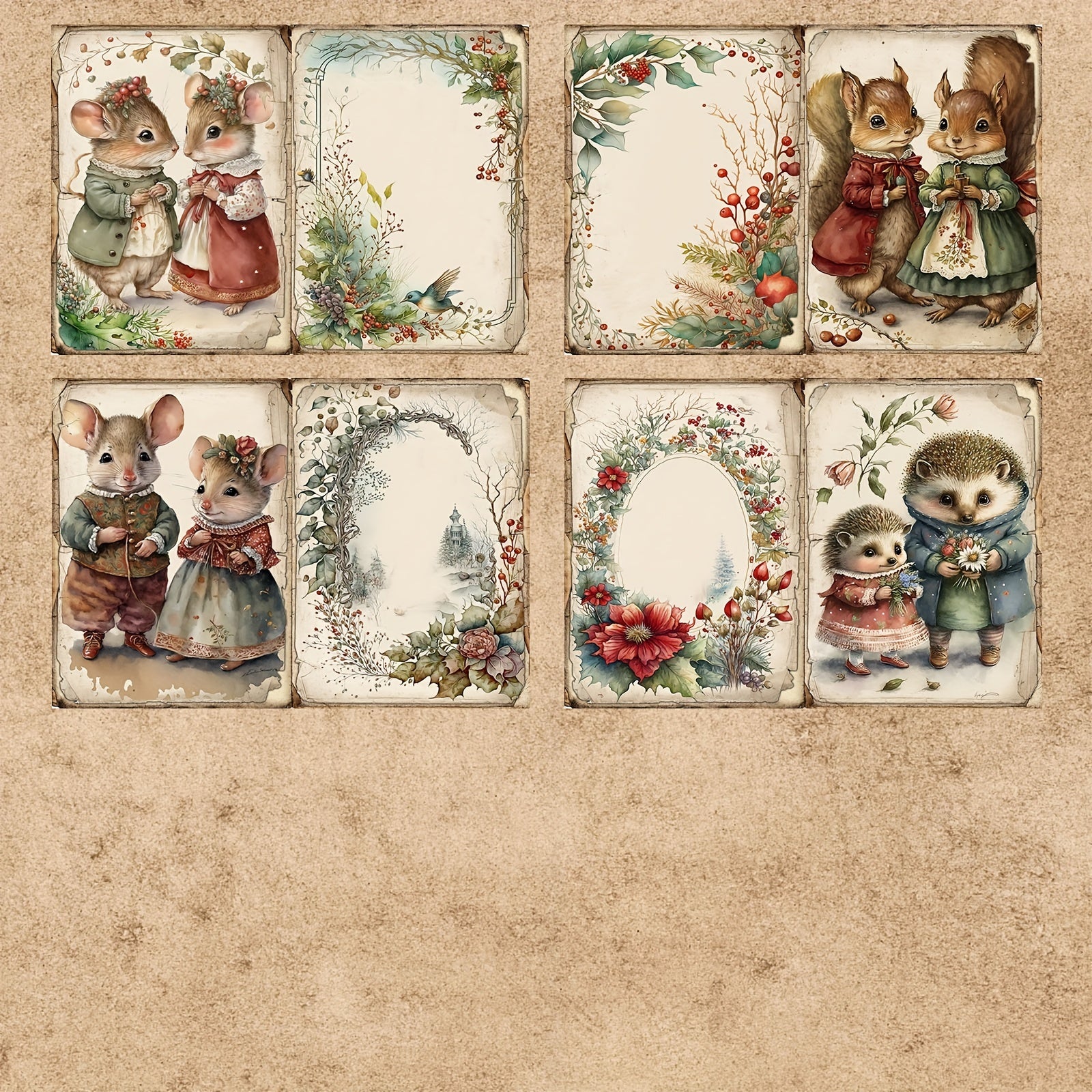 8 Christmas Animals Decoration DIY Student Stationery Retro Diary Pages