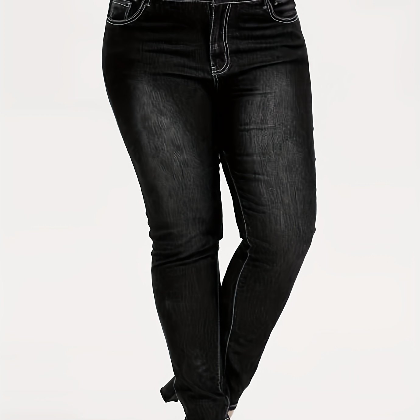 High Rise Button Fly Skinny Jeans Women's Plus Medium Stretch