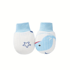 6pairs Newborn Cartoon Polka Dot Plaid Thin Mittens Anti Eating Hand Gloves