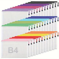 36 Mesh Zipper Pouches for Organizing - 12 Colors Storage Bag Zipper File Bag